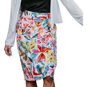 RIP SKIRT Women's Cut Hawaiian Length 3 Wildflower Watercolor Print Skirt Size S